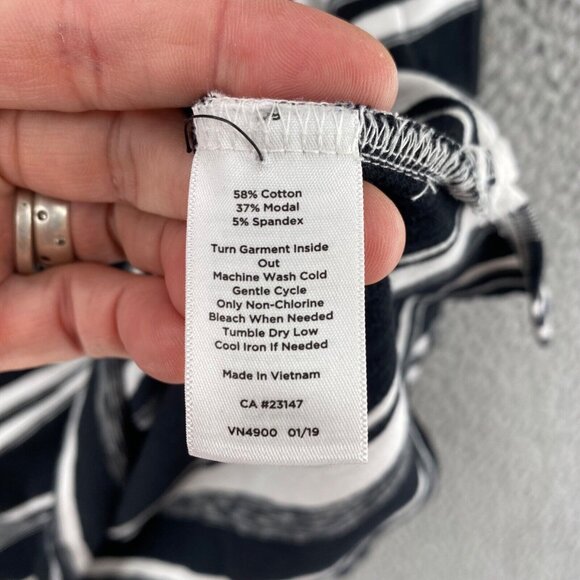 T By Talbots Top Womens 3X Plus Black Striped Cutout Back 3/4 Sleeves Stretch - Picture 7 of 10